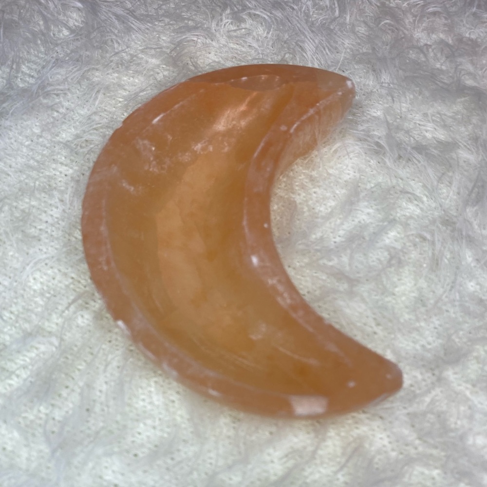 4" Peach Selenite Crescent Moon Bowls